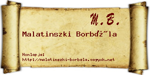 Malatinszki Borbála névjegykártya